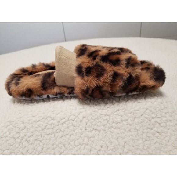 J/Slides Urban Sport Lovlie Slipper Leopard Faux Fur Animal Print Fuzzy Slide 7 - Picture 2 of 5